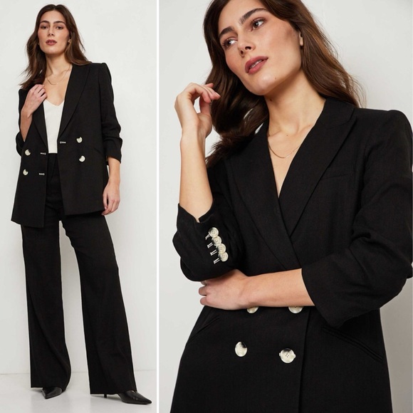 Veronica Beard Kiernan Linen Blend Dickey Blazer Jacket Black Size 0 - Picture 3 of 15